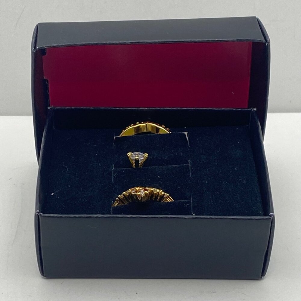 NWT NV Gold Tone 3 Pc Marquise CZ Bridal Ring Set Sz 10 Engagement Enhancers - Picture 11 of 11